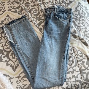 Zara straight split jeans